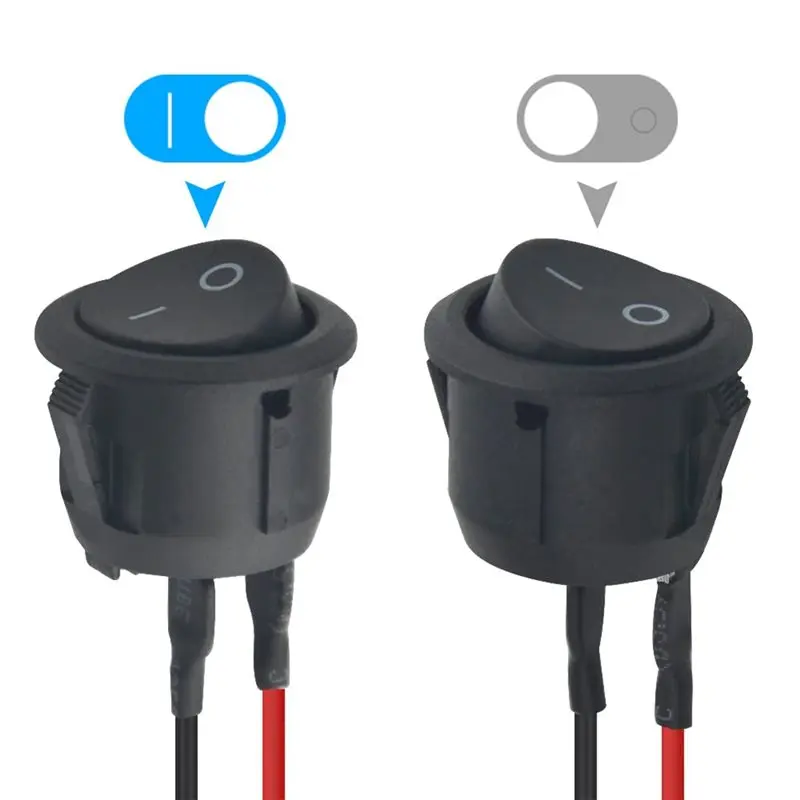 A13Z-Round Rocker Toggle Switches 12V 20Pcs 2Pin SPST With Wire& Pre-Wired 6A/250V AC For Car For Boat Applications