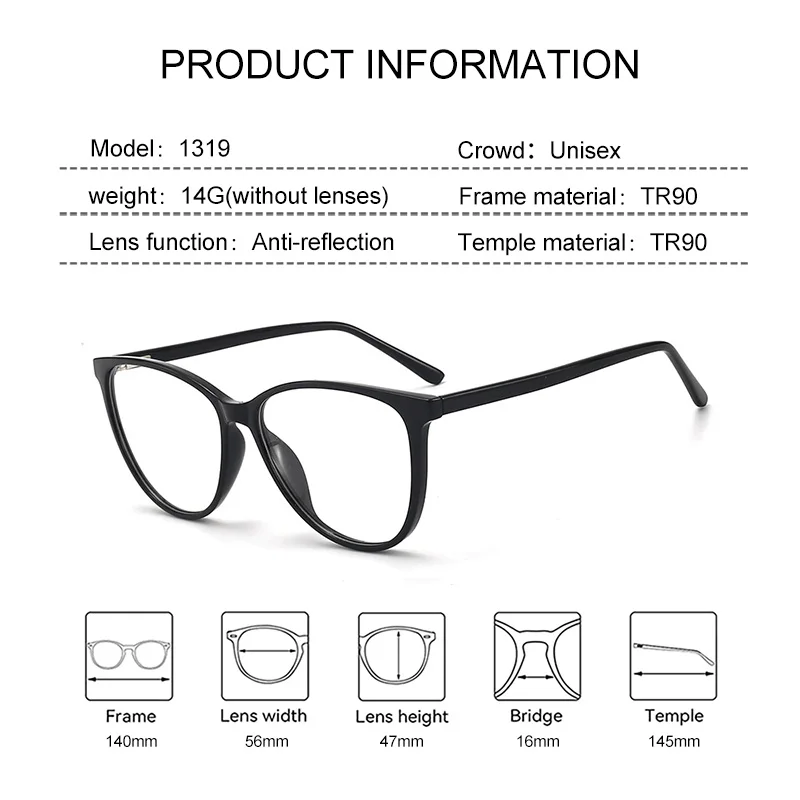 EYORA موضة عين القط نحيل الوجه نظارات للقراءة قصر النظر نظارات مد البصر مكافحة الأشعة الزرقاء التقدمية اللونية نظارات عدسة
