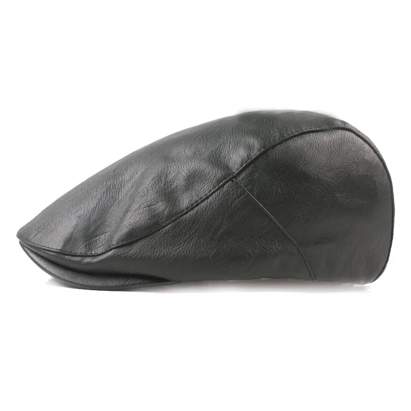 Unisex Vintage Kunstleder Flachmütze Retro Britischer Ivy-Hut Weiche Kurzbrim-Baskenmütze für Männer und Frauen Herbst Winter Casual Street Hat – Detail 3