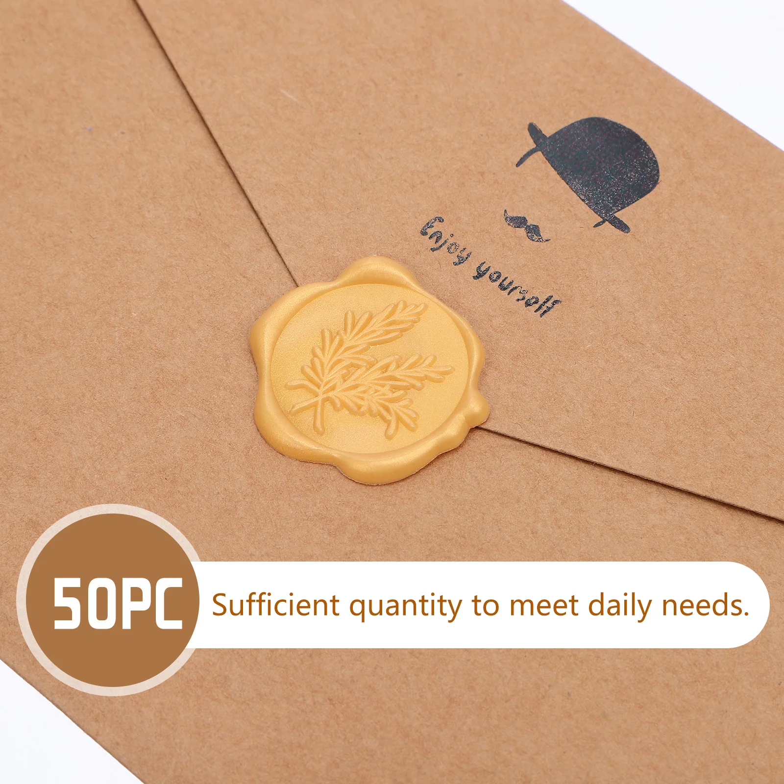 50Pcs Wax Seal Stickers Embossed Envelope Seal Stickers Adhesive Invitation Seals Wedding Sealing Wax Labels Envelope Seals