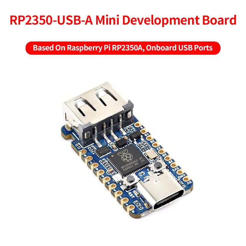 Waveshare RP2350A USB Mini Development Board Dual-Core Arm Cortex-M33 50MHz 520KB SRAM 2MB Flash Type-C Based On RPi RP2350A