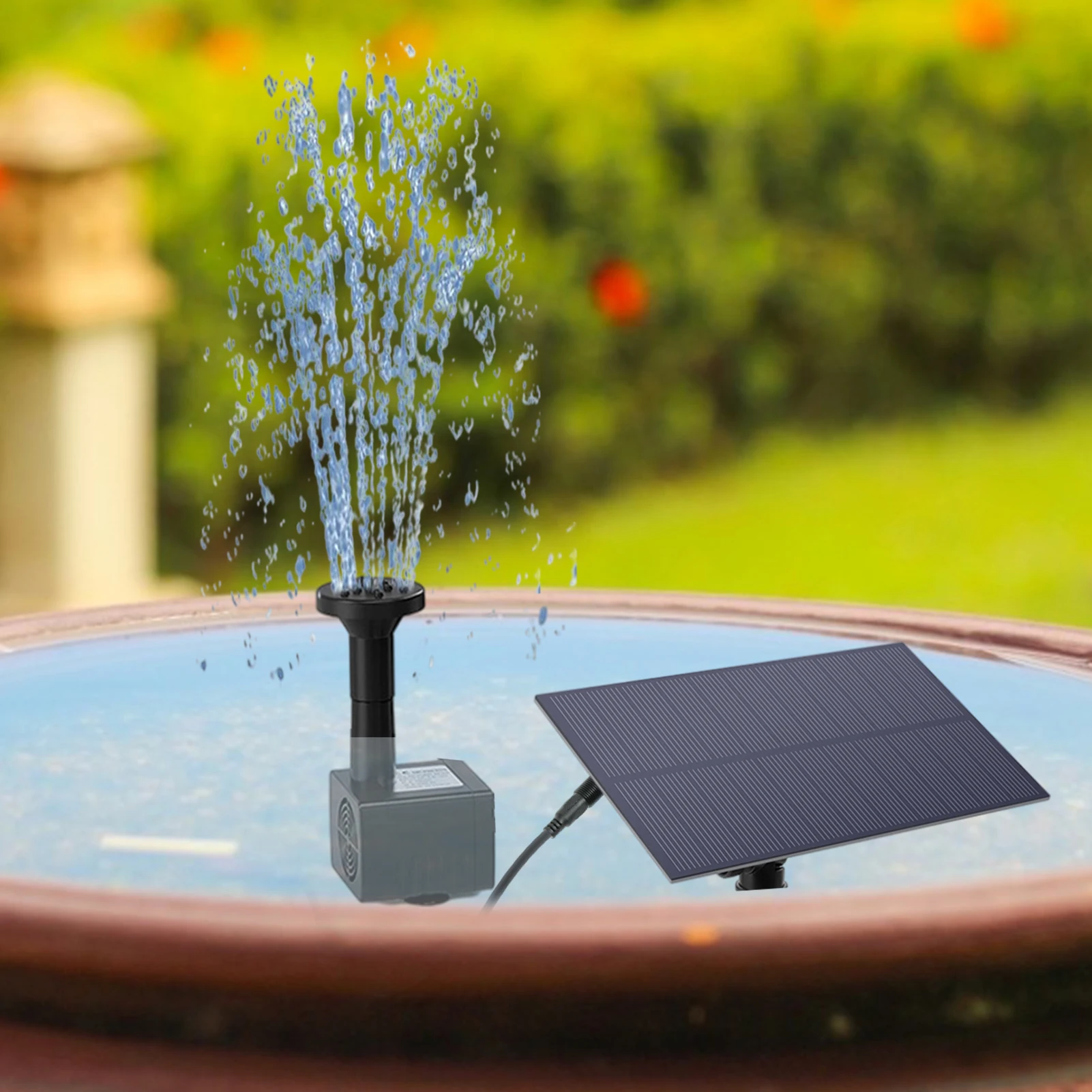 1.5W Solar Fountain Upgrade Water Pump For Bird Bath Solar Powered Water Pump With 6 Water Styles For Bird Bath Fish Pond Pool