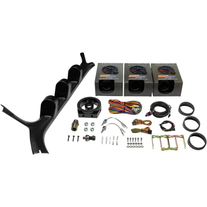 

GlowShift Gauge Package Compatible with C10 1973-1987 - Tinted 7 Color 100 PSI Oil Pressure, 300 F Water Tempera
