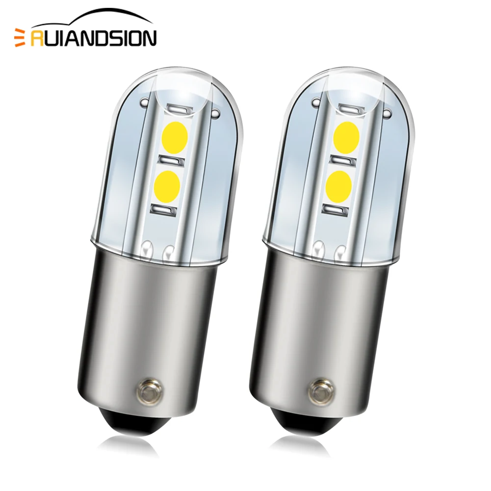 Ruiandsion 2PCS BA9S Signal Lights LED 3030Chip 4SMD LED Lamp Roof Reading Lights White Yellow WarmWhite DC 6V Non-Polarity Bulb