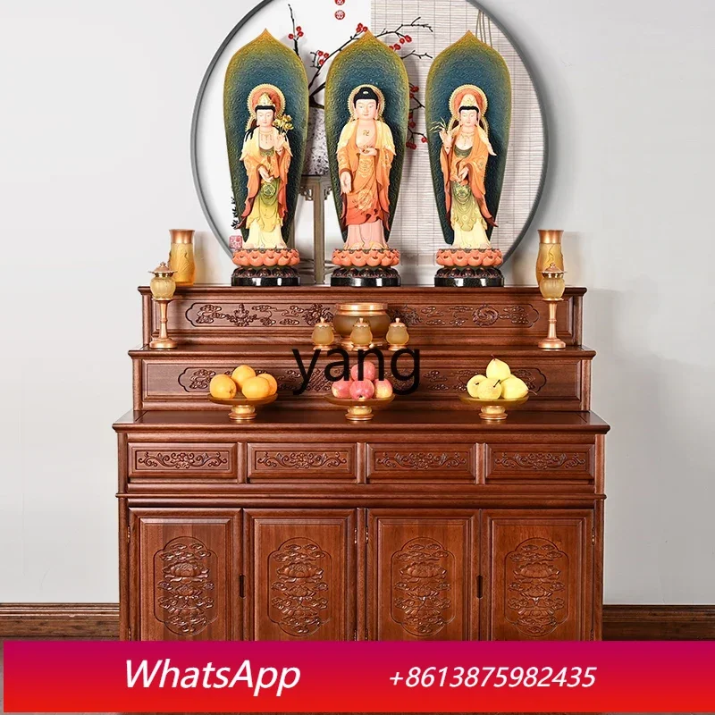 LMM Solid wood camphor wood three-layer Buddha table for temple home living room Chinese style