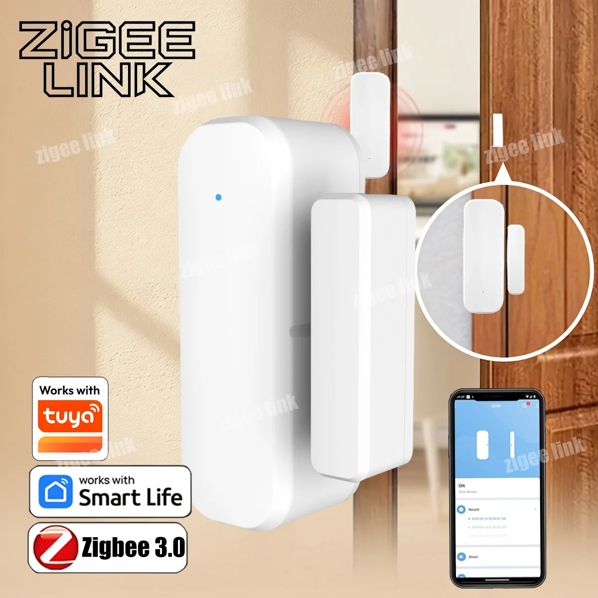 

Датчик открытия/закрытия дверей и окон Zigbee 3.0, детектор для умного дома, сигнализация, защита, требуется шлюз Tuya Zigbee