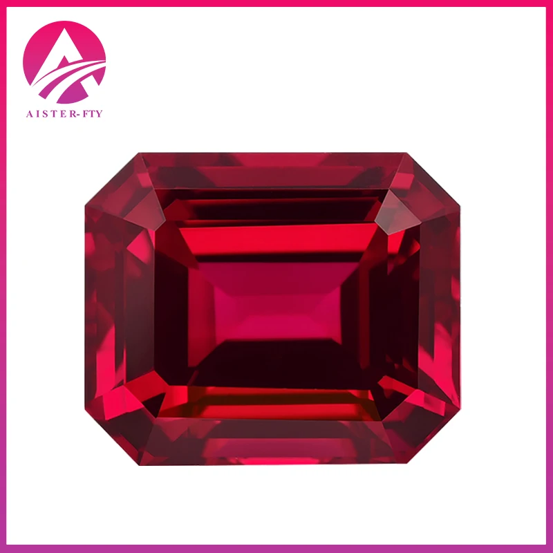 Pigeon Blood Lab Grown Ruby Gemstone Emerald Cut Synthetic Ruby Loose Gems with AGL Certificate