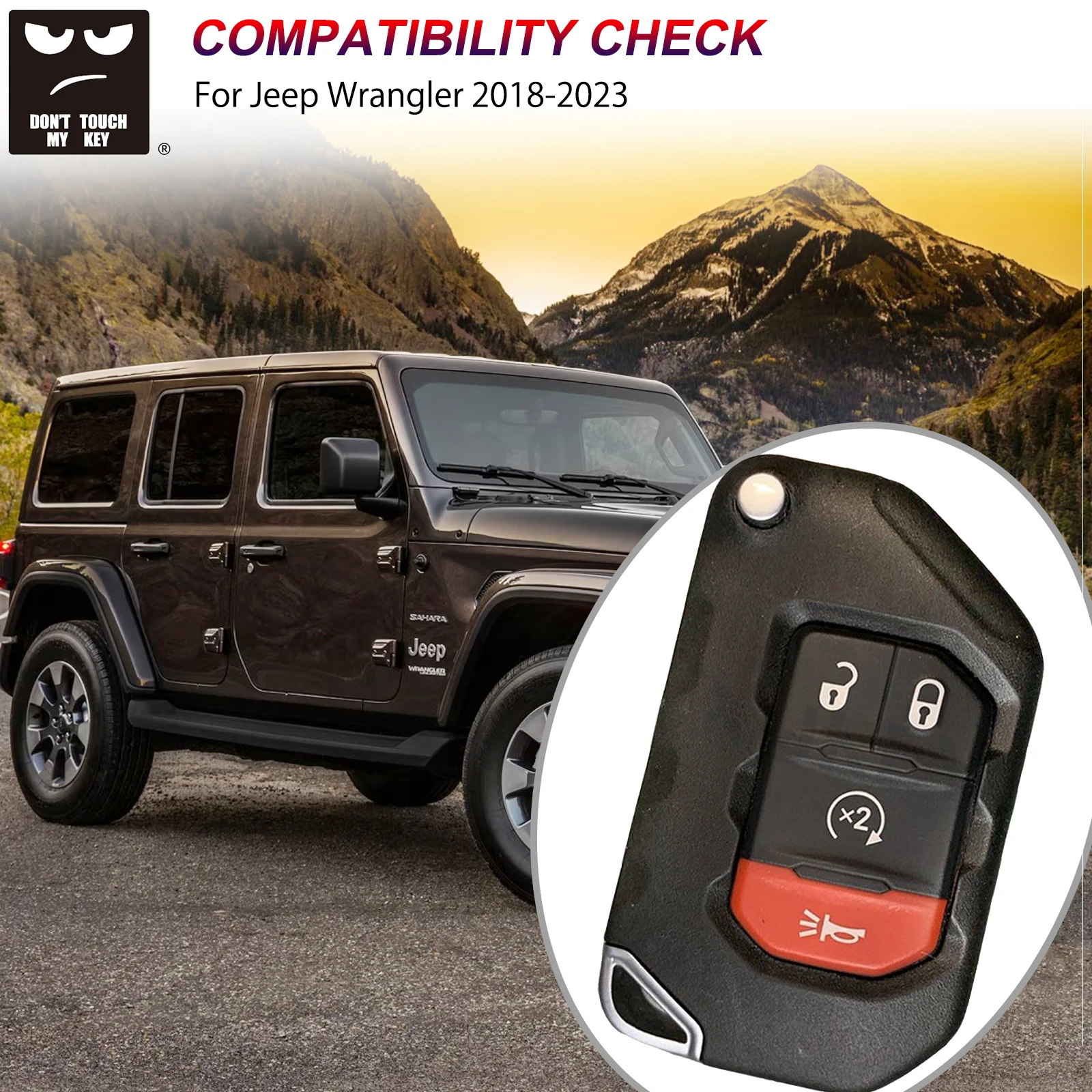 4 Button Silicone Remote Smart Car Key Fob Chain Ring Cover Case Shell Protector For Jeep Wrangler 2018 2019 2020 2021 2022 2023