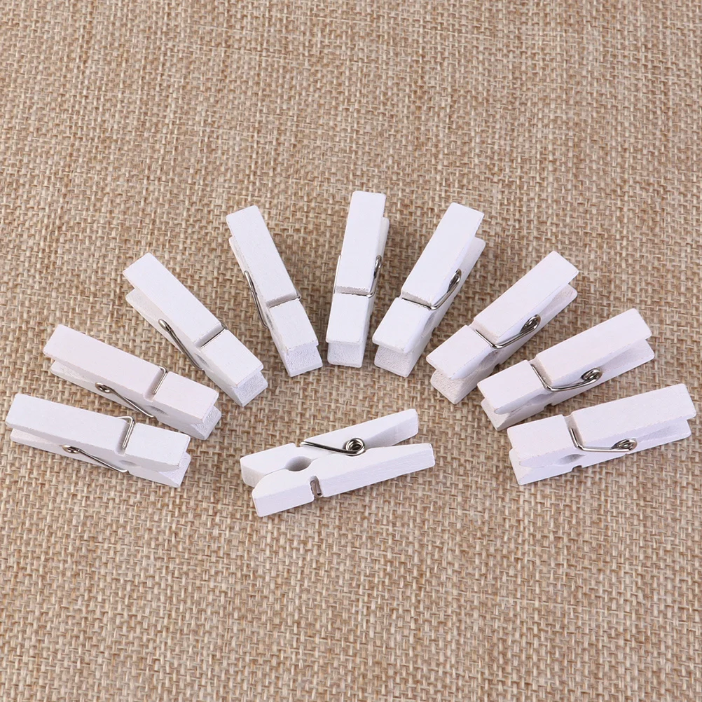 

100pcs Mini Clothes Pegs Photo Clips Natural Clothes Pins Multi-Function Message Paper Pegs For Cards Banners 2.5Cm