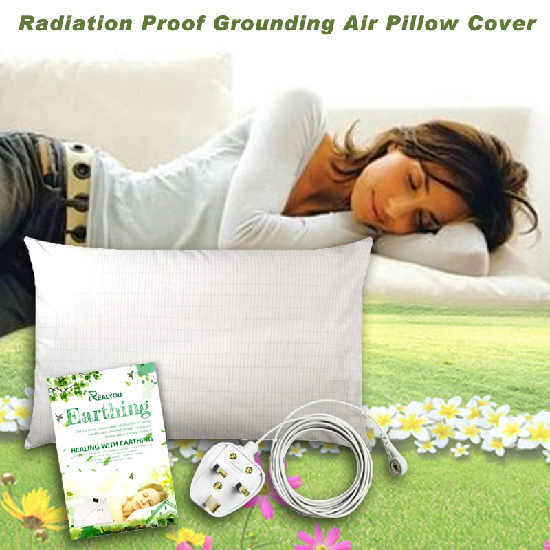 50*76cm Earthing Ground Pillow Case For Health & EMF Protection Improves Sleep Conductive Silver Fiber Cotton Pillowcase