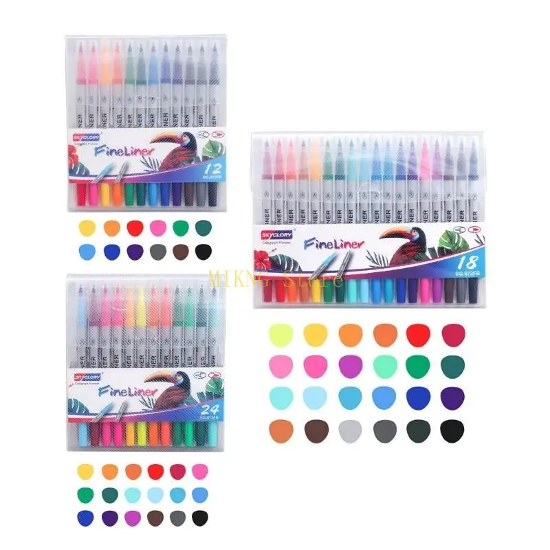 다색 드로잉 펜 세트 유연한 브러시 팁 드로잉 펜 정밀한 제어, 다색 조합 페인팅 마커 DIY용