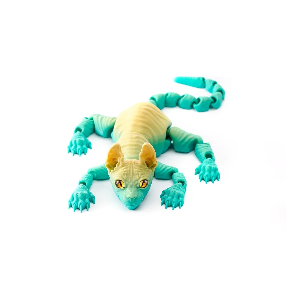 

Siamese Kitten 3D Printed Cat Multi-joint Articulated Mini Cat Figure Desktop Decor Colorful 3D Hairless Cat Doll Children Toy