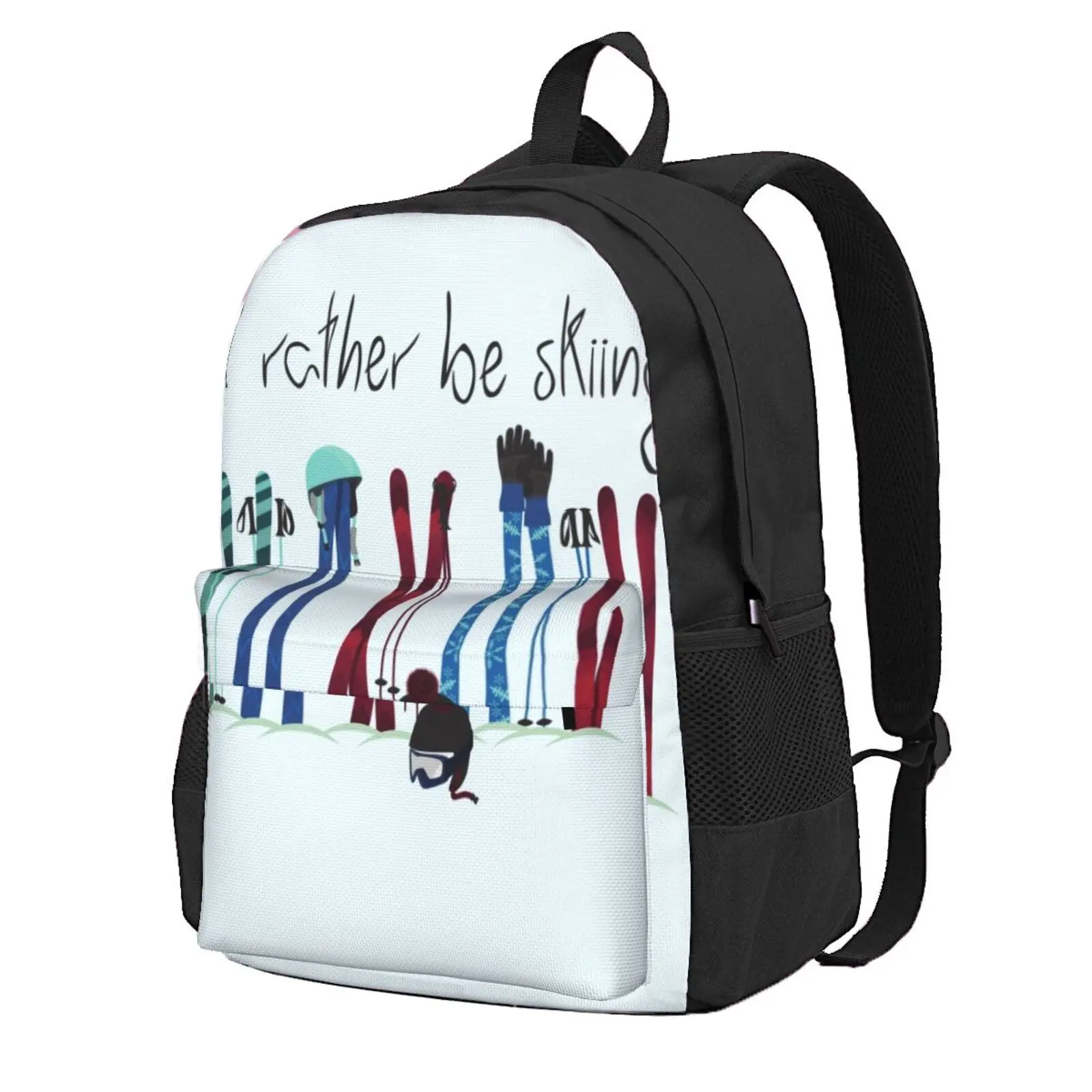 I'D Rather Be Skiing Hot Sale Schoolbag Backpack Fashion Bags Skiing Winter Sport Holoday Mountain Piste Snowy Cool Fun Blue