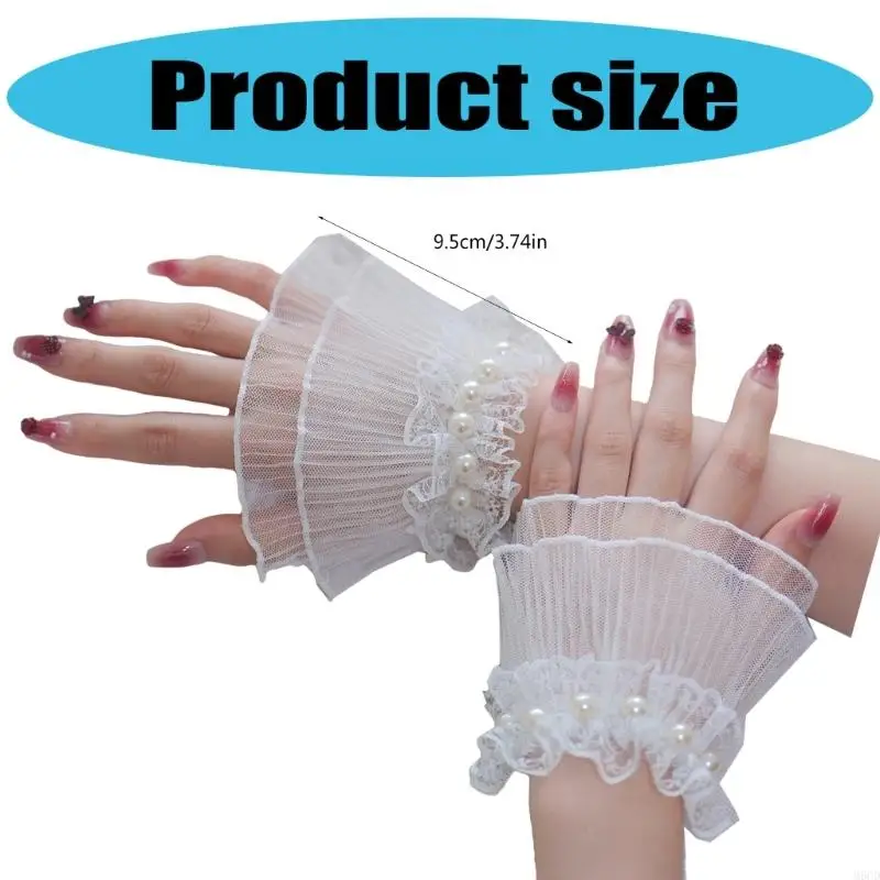 M6cd perlas hechas hechas mangas flores encaje cubiertas brazo elástico para uñas fotografía