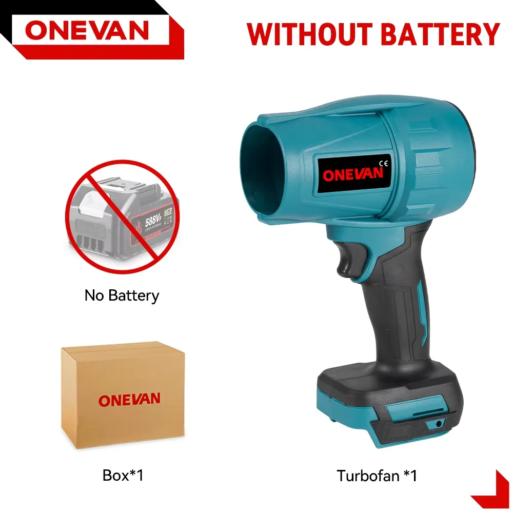 ONEVAN 2000W 200M/S Bezszczotkowy Elektryczny Turbodoładowany Wentylator Bezprzewodowy Dmuchawa do Liści Śniegu i Kurzu Narzędzie Elektryczne na Akumulator Makita Pin bez baterii wariant: Without Battery