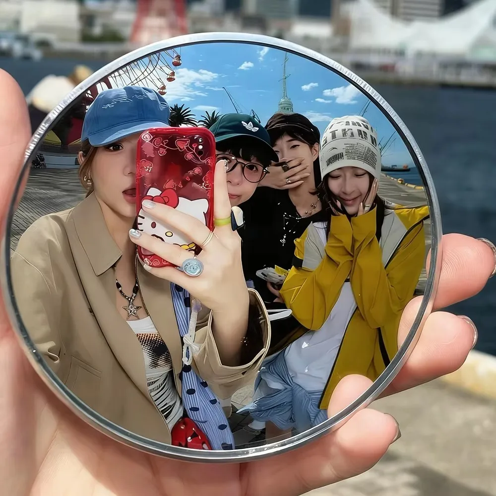 

7.5cm Mini Round Mirror Travel Selfie Mirrors Portable Convex Wide-angle Spherical Mirror for IPhone Samsung Vlogging