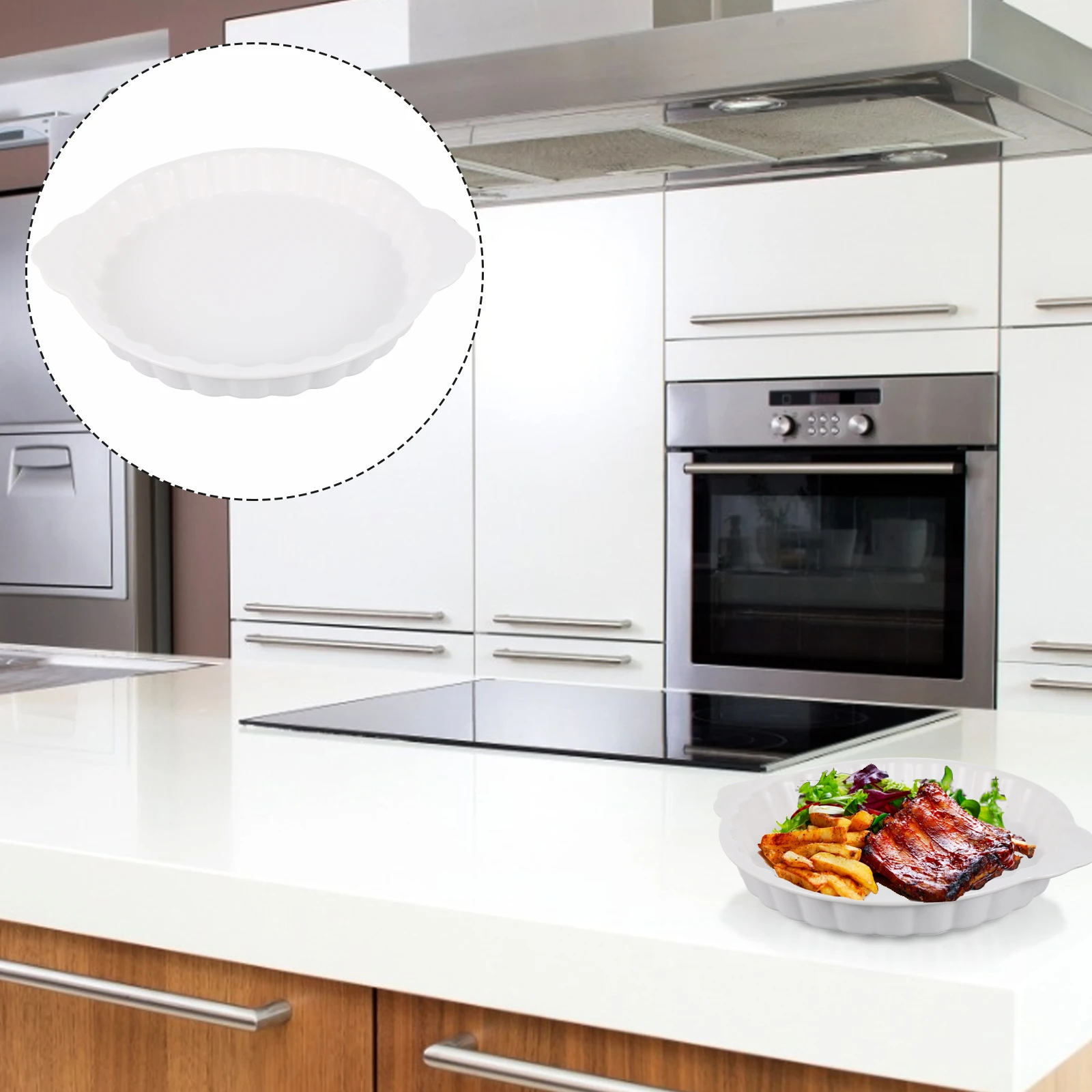 

Ceramic Baking Dish 1Pcs Safe Anti-Scald Handles Fine Workmanship Food Baking Dish Kitchen Bakeware Tray