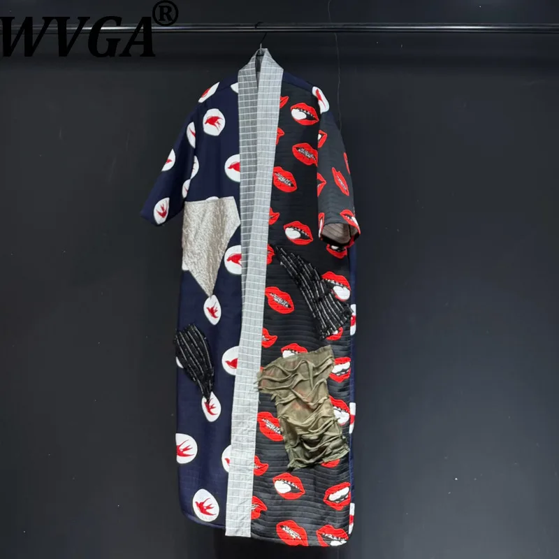 

WVGA Spring Autumn New Man Tide Patchwork Color-blocked Plaid Trendy Long Sleeve Shirt Niche Chic Casual Open Stitch Tops W21352