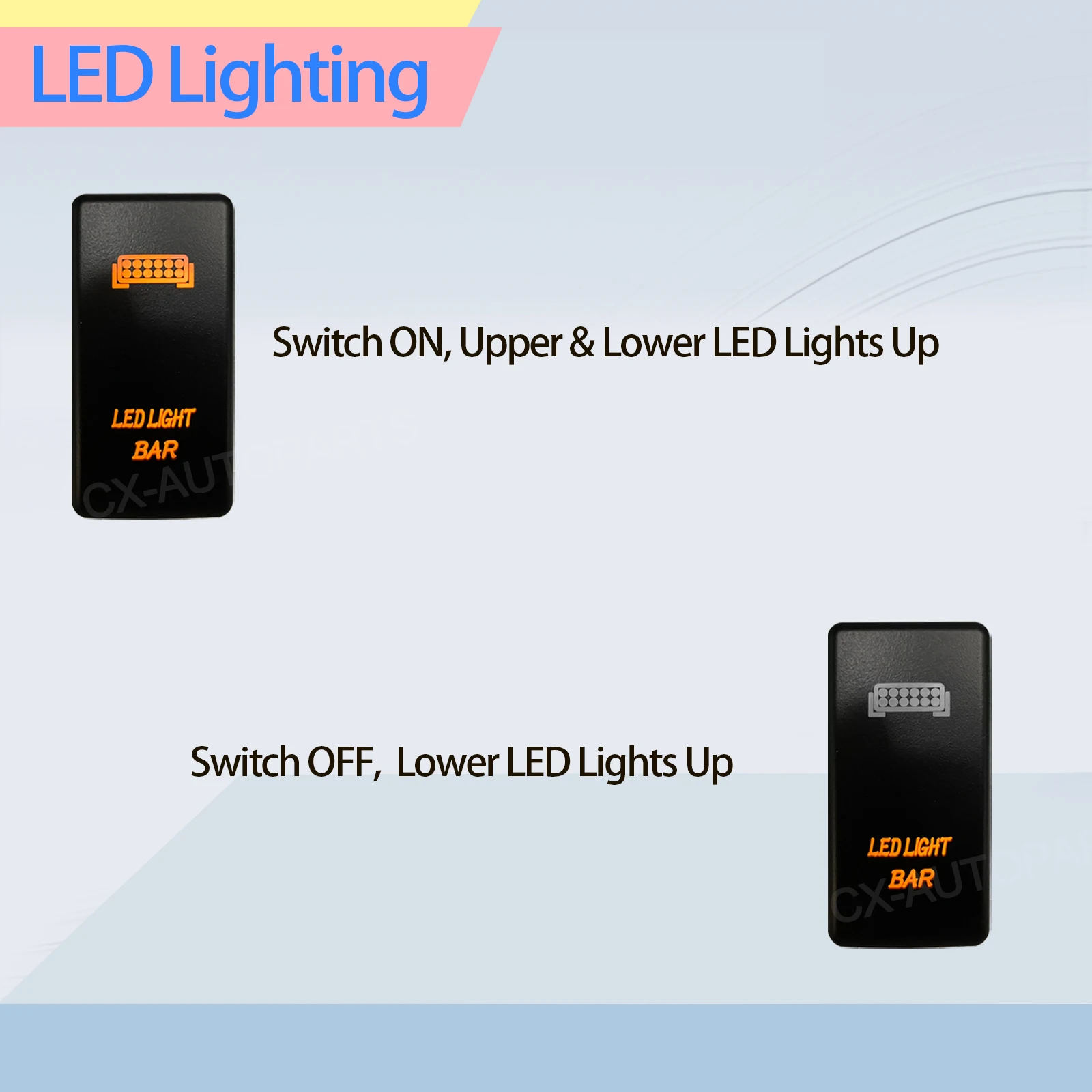 12V 24V Car Push Switch Amber LED Light Button Face Size 48x24mm For Toyota Jeep Truck ARB Carling Style 4x4 Accessories view 4