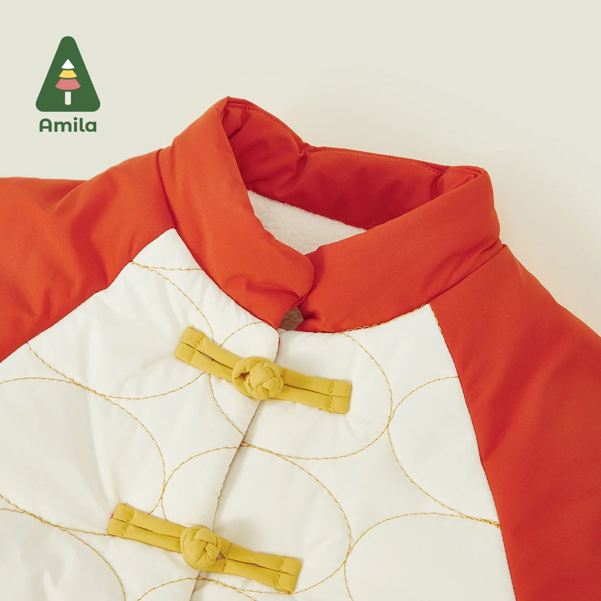 Amila Baby Children Cotton-padded Clothes 2024 Winter New Stand Collar Fleecing Cute Cosy Warm Baby Clothing