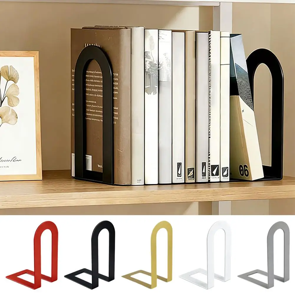 2pcs L-shaped Desk Book Holder Heavy Duty Desktop Book Organizer Metal Bookends Non Slip Iron Book Stand
