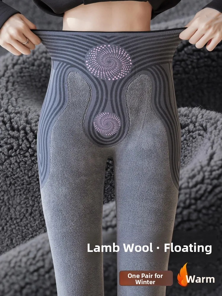 

Брюки для йоги из бархатной овчины ягненка, женские зимние брюки Thiened Fce с высокой талией, базовый слой, повседневные длинные брюки