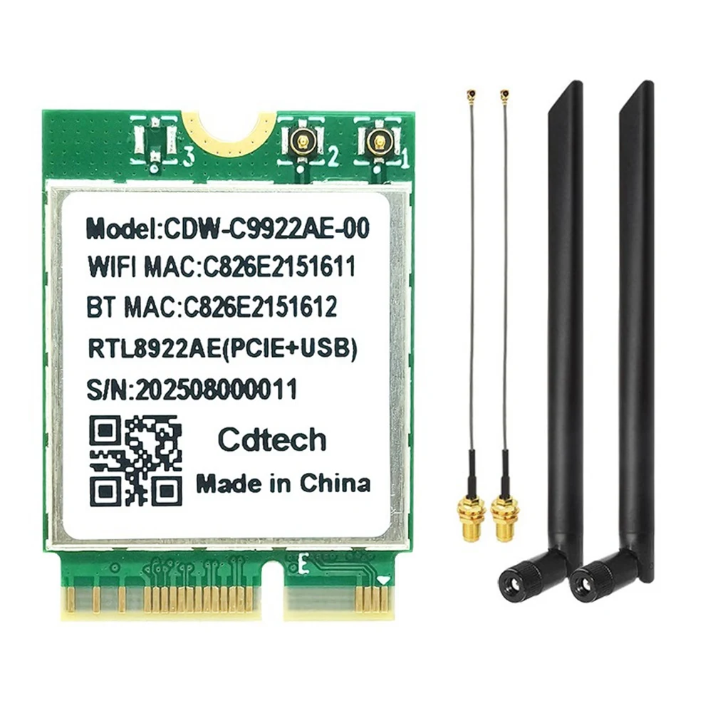 

Изысканный-М. 2 для Win10/для Win11, совместимая карта RTL8922AE Wi-Fi7, 2,4G/5G/6G, трехдиапазонная беспроводная сетевая карта, 6338 Мбит/с, Bluetooth