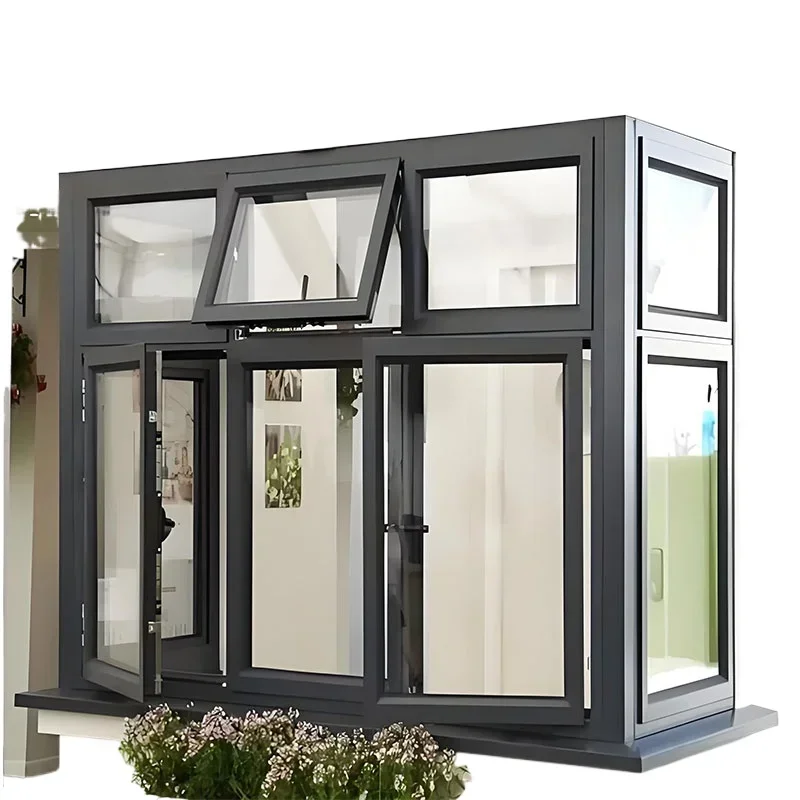 S2047 Soundproof Double Glazed Insulated Aluminium Glass Casement Windows Design Impact Energy Efficiency Aluminum Window