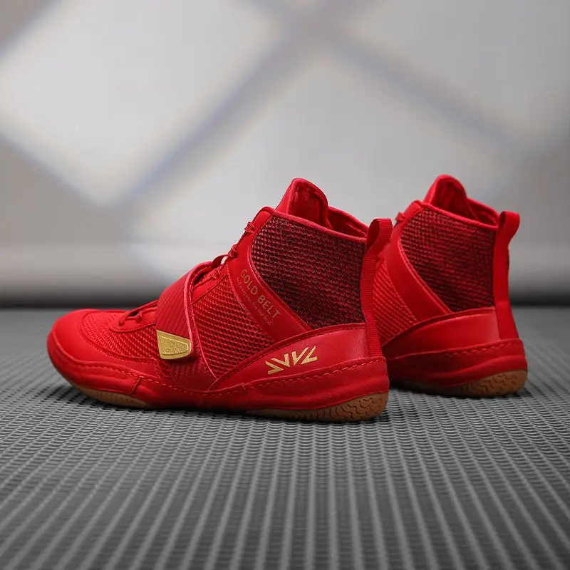 Professional Boxing Sneakers Mens Black Red Wrestling Boots Mens Athletic Sports Fitness Training Shoes