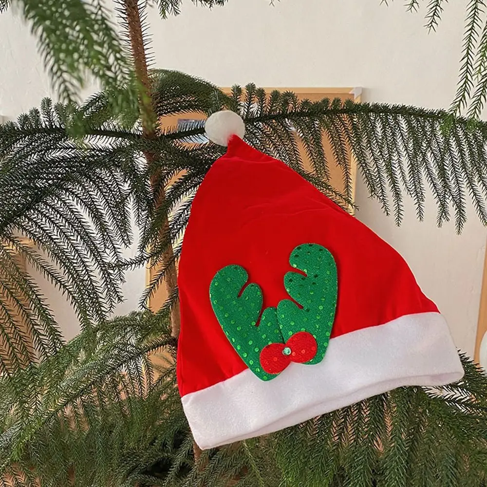 

Lovely Cute Sweet Embroidery Santa Claus Elk Antler Stripe New Year Cap Cotton Hat Girl Hat Christmas Hat