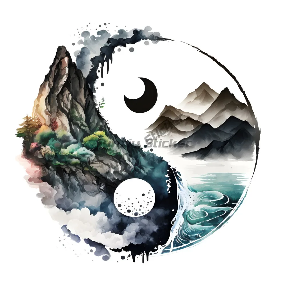 

YinYang Sticker Beautiful Colorful Vivid Bright Psychedelic Magic Bumper Bicycle Skateboard Suitcase Decal Decorative Outdoor