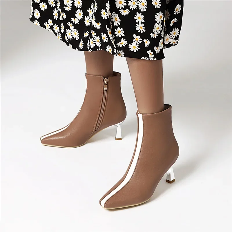 

YMECHIC/Новое поступление, модные европейские ботильоны, женские странные ботинки на высоком каблуке, синие, желтые, женская обувь для вечеринок с острым носком