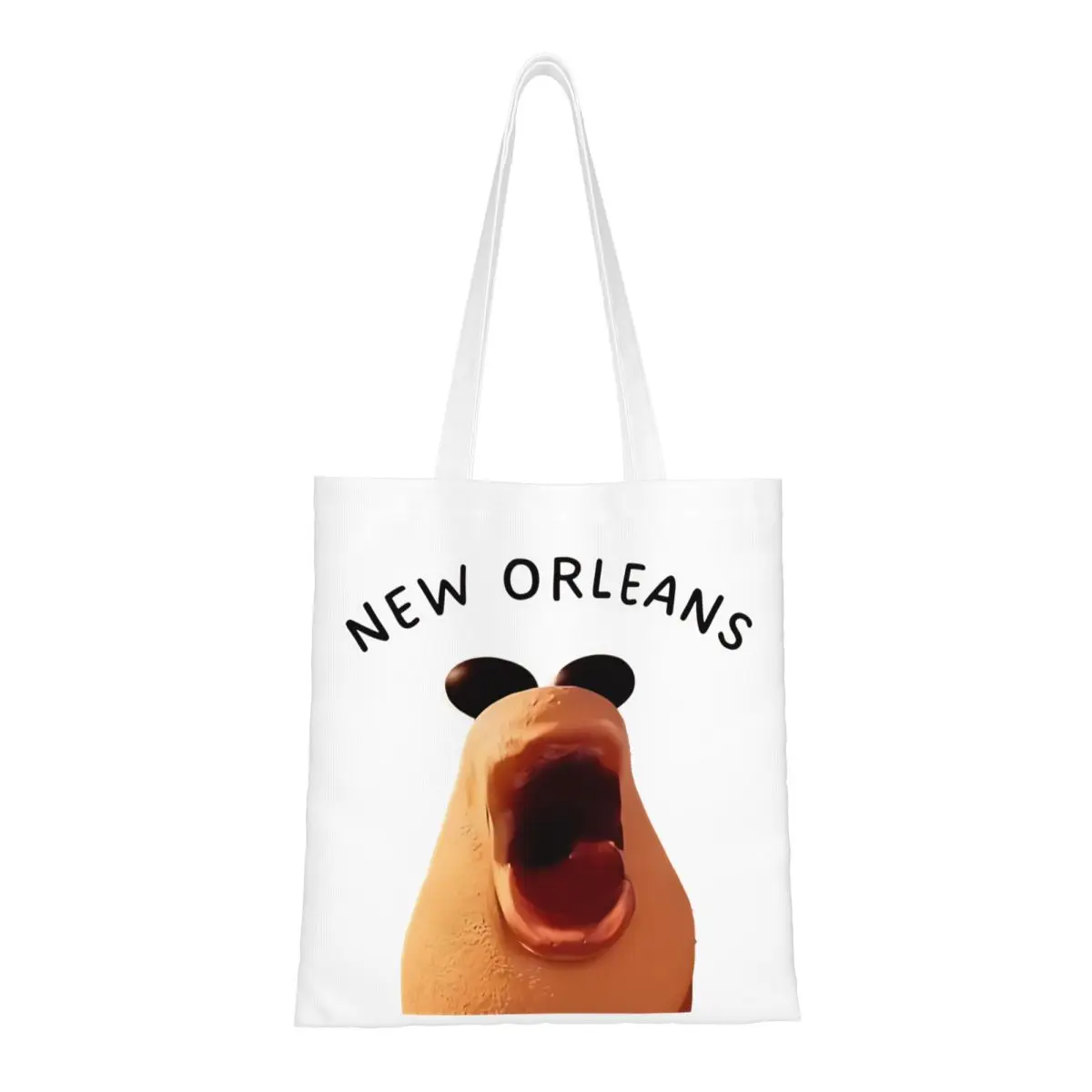 

Marcus The Worm New Orleans Meme Canvas Tote Handbag Shoulder Bags Reusable Shopper Bags for Women