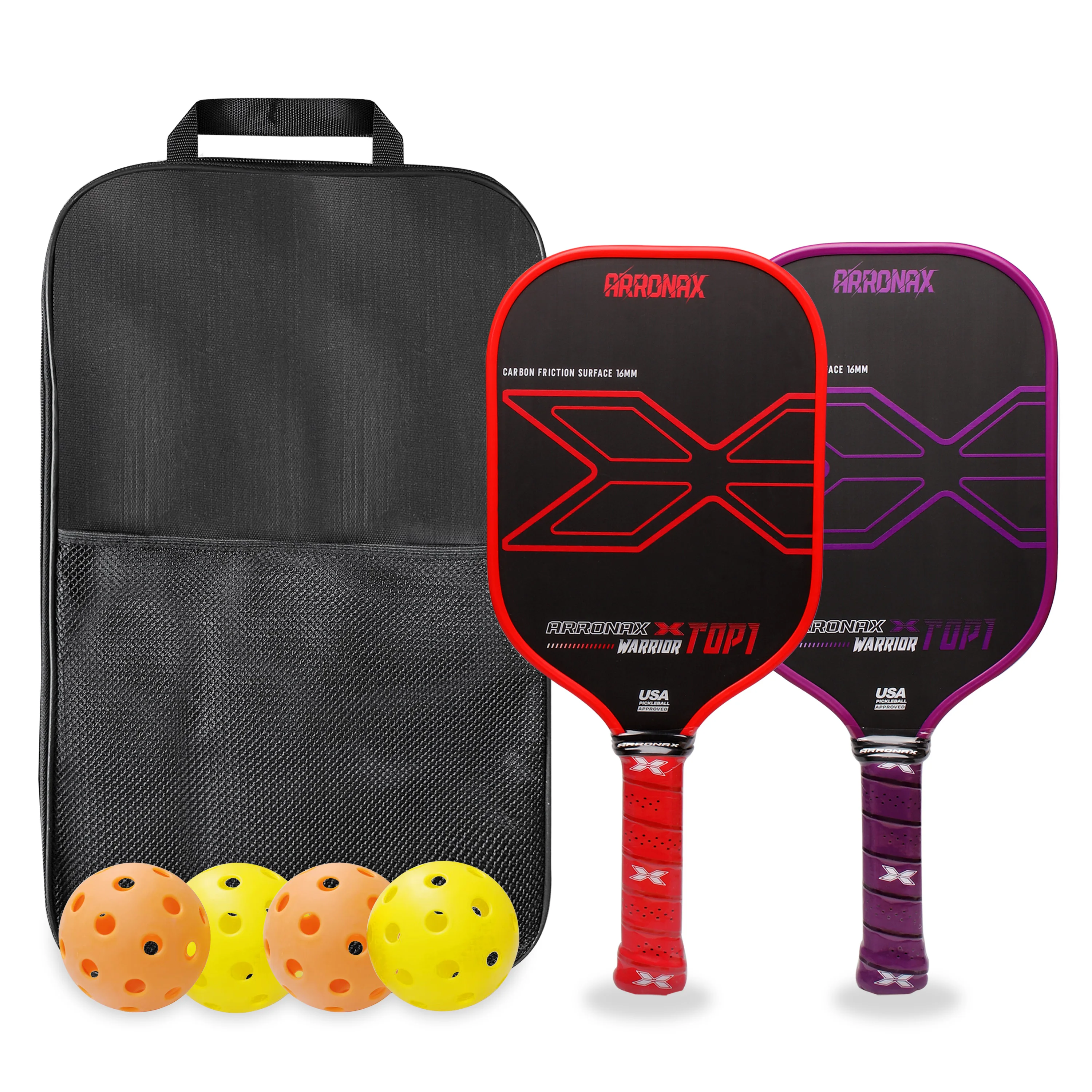 

ARRONAX Hot Selling Pickleball Paddle High Quality Carbon Fiber Composite Spin Pickleball Paddle Thermoforming 16mm Thickness