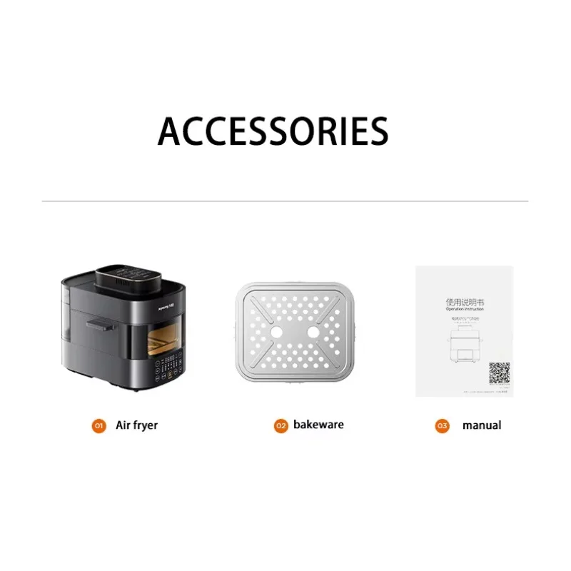 Visual Large Capacity Steam Fryer, Multifunctional Electric Oven, Energy-Saving Household Kitchen Cooking Tool