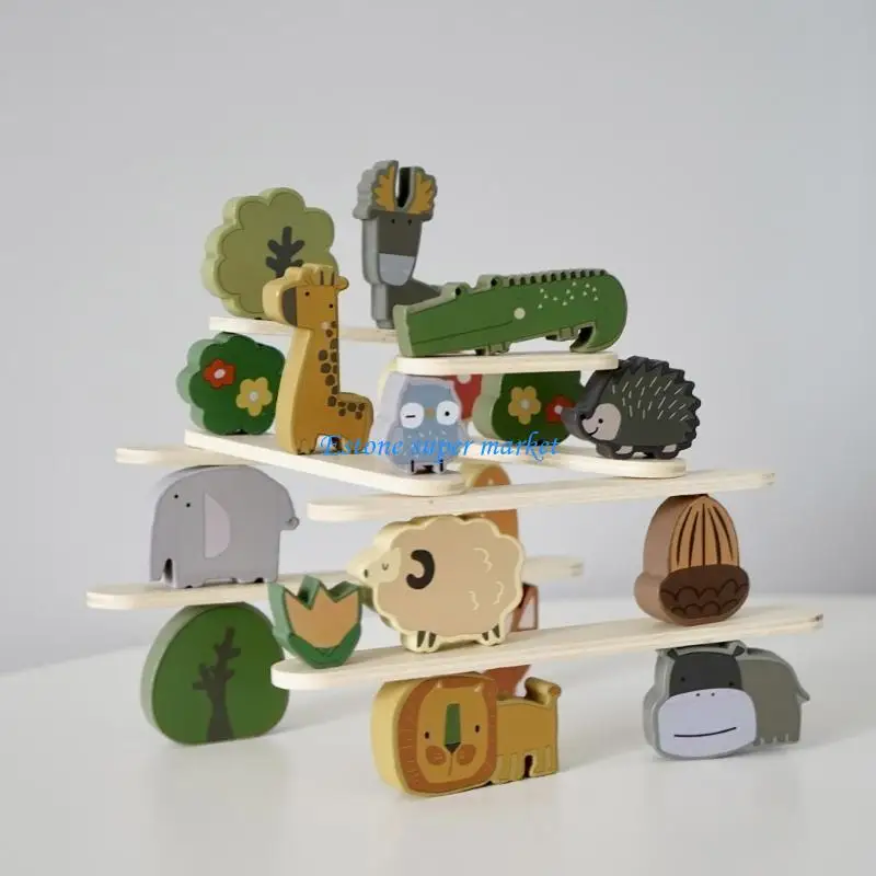 090B Houten Stapelen Kleurrijke Speelgoed Bouwstenen voor 1 2 3 Jaar Oude Peuters Educatief Peuter Voorschoolse Speelgoed