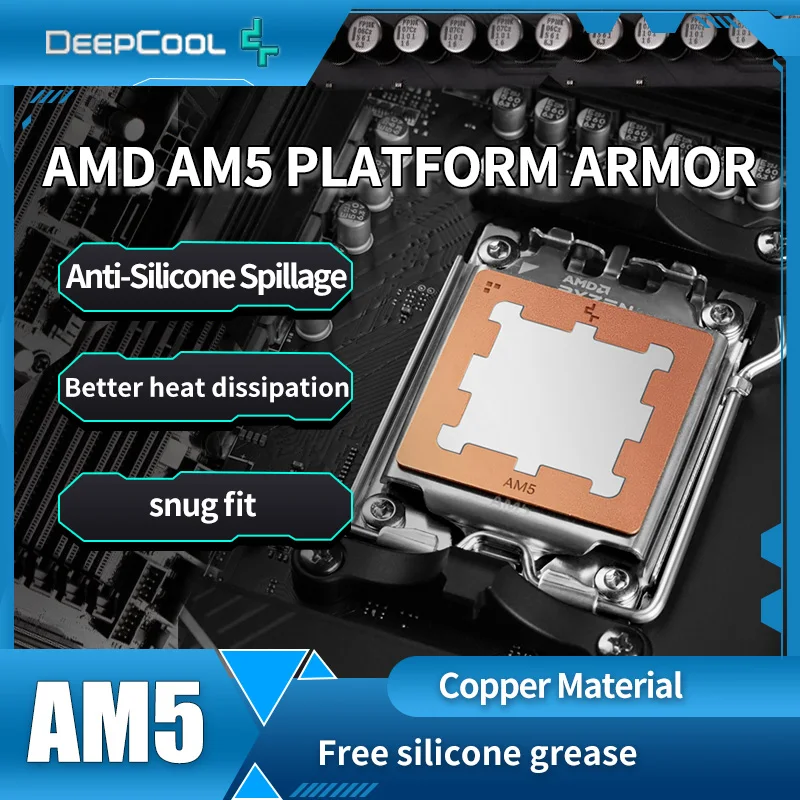 Deepcool AM5 Thermal Paste Guard CPU Cooler Armor AMD For 7950X 7900X 7700X 7600X Chips Heatsink Cover Copper