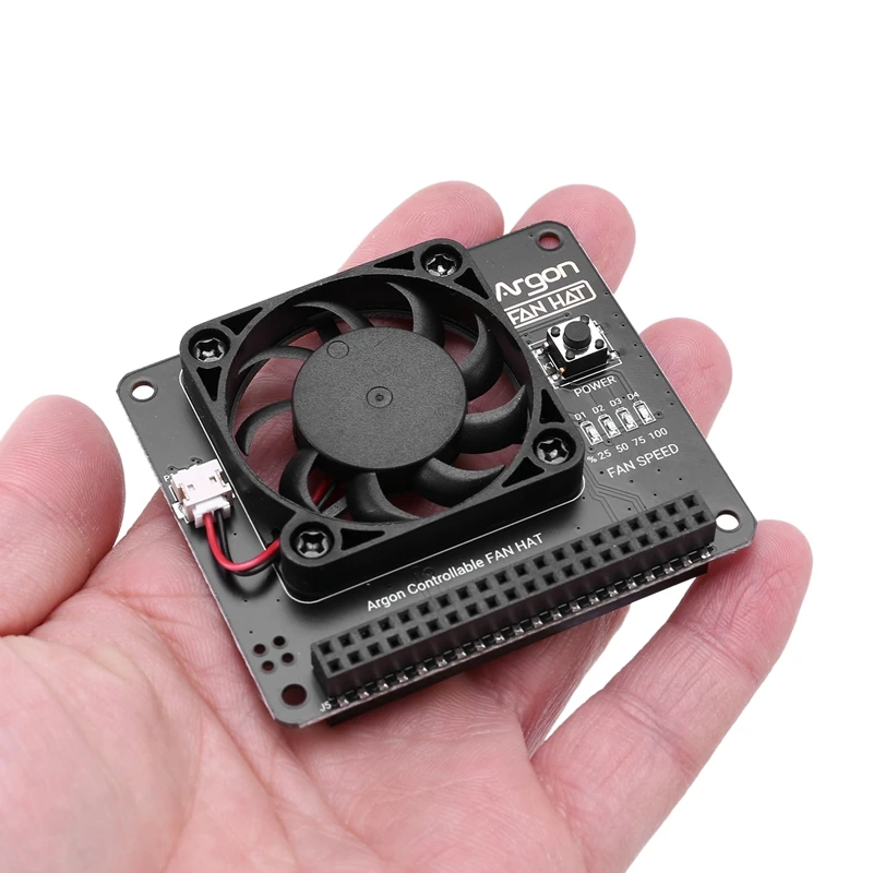 Argon-Lüfter-HAT für Raspberry Pi 4/3 Lüfter mit Software, einstellbare Geschwindigkeit / 40 mm großer Lüfter für Raspberry Pi4
