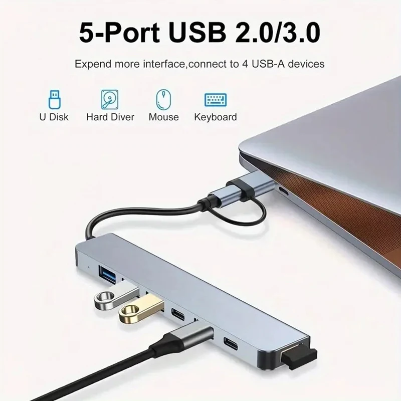 

Устройство для чтения карт памяти 8 В 2, USB порт C, USB 3,0/2,0, SD/TF устройство для чтения карт памяти, док-станция