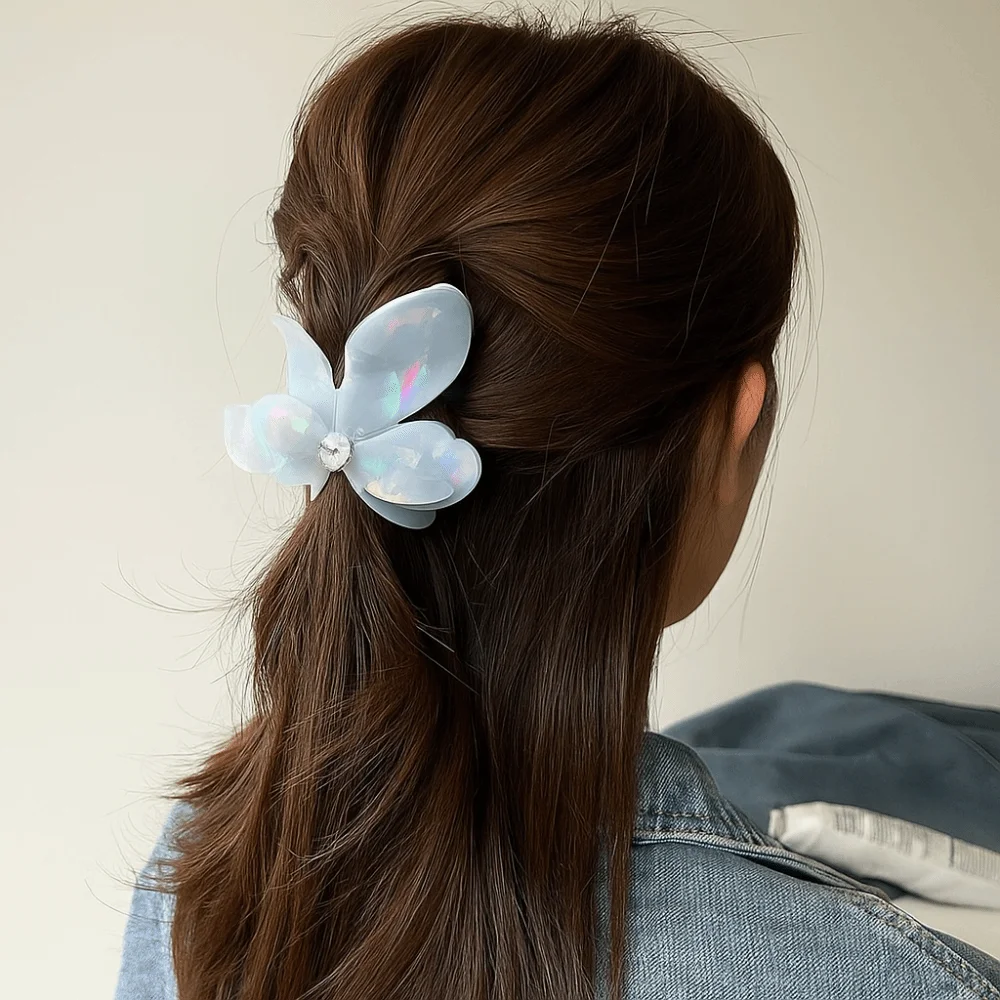 

Elegant Acetic Acid Hair Claw Acetate Korean Style French Shark Clip High Ponytail Clip Trendy Flower Hair Crab Clip Headwear