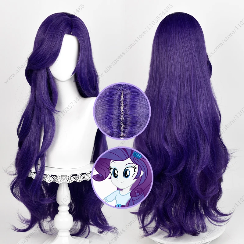 

Rarity Cosplay Wig 90cm Long Dark Purple Curly Heat Resistant Synthetic Hair