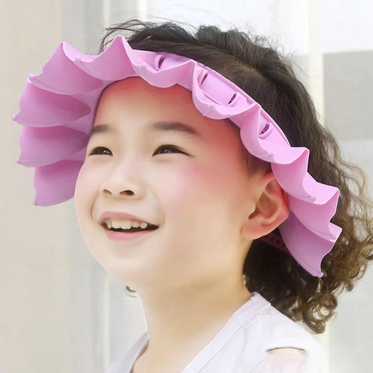 

Baby Shower Waterproof Hair Washing Hat Tpe Material Leak Proof Double Sealed Soft Comfortable Easy Wear Adjust Glue Cap