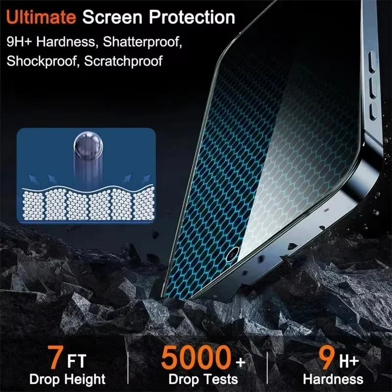 واقي شاشة الخصوصية لهاتف iPhone 16 Pro 13 17 15 11 12 14 Pro Max 16e زجاج صغير مضاد للتجسس لهاتف iPhone SE 2022 8 7 Plus XR Air