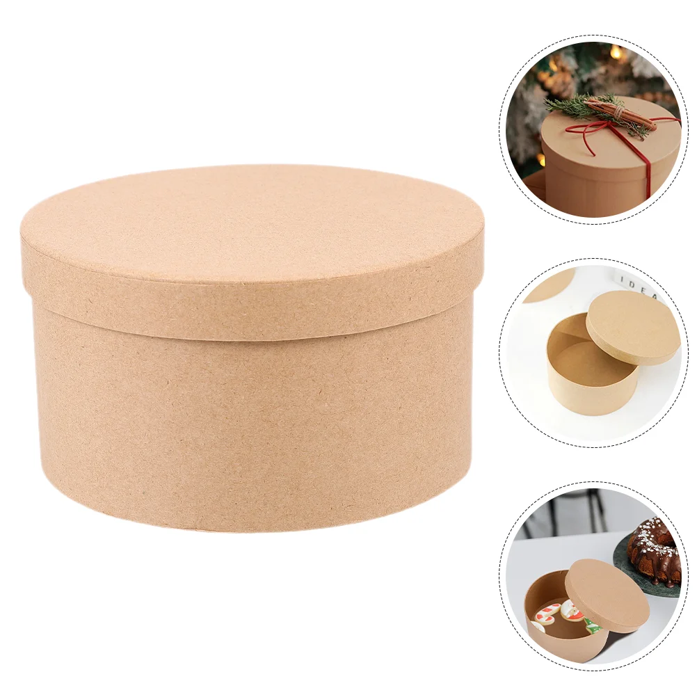 

DIY Kraft Paper Box Boxes Gift Holder Storage Dessert Containers With Lids Round Baby