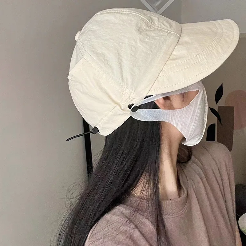 Summer Quick-drying Fisherman Cap Sun Hat Portable Foldable Wide Brim Sun Protection Hats Visors Adjustable Drawstring Caps