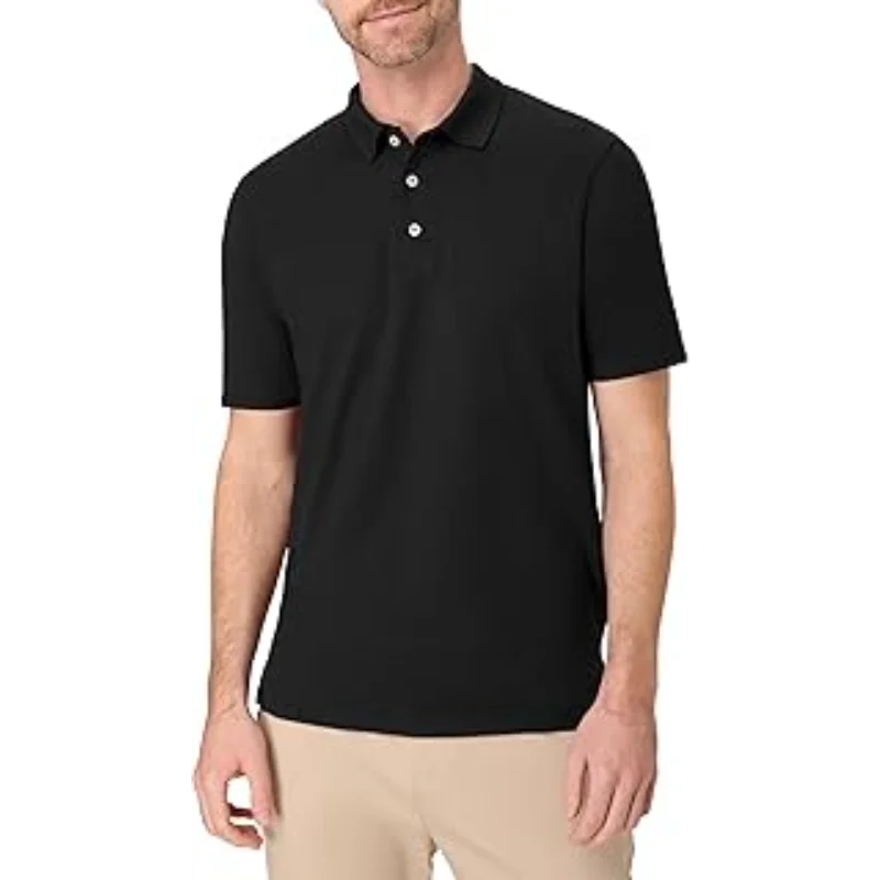 Men's Slim Fit Quick-Dry Polo Shirt Short Sleeve Breathable Business Casual 3-Button Placket Workwear Office