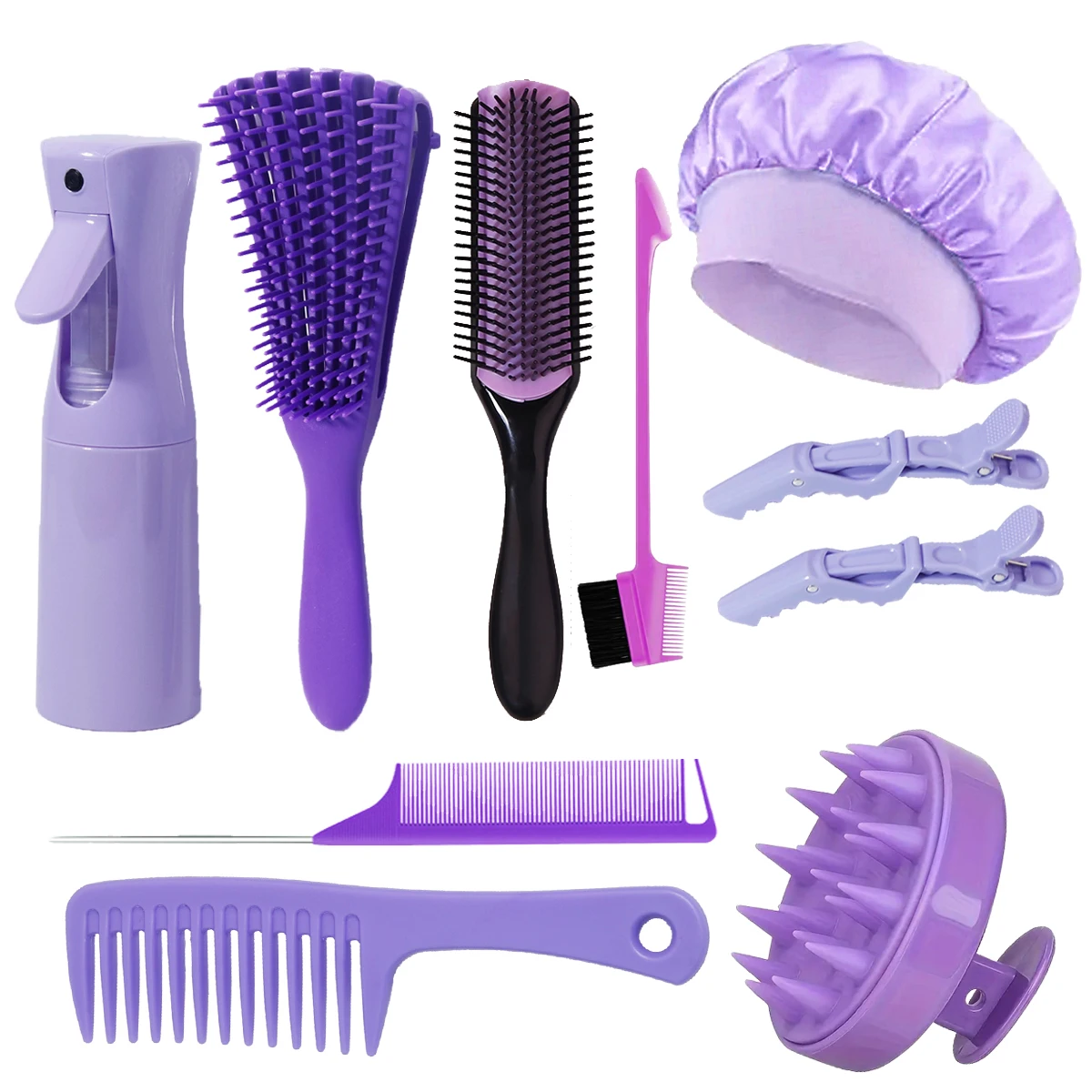 Set sisir rambut lengkap 10 buah, cocok untuk semua jenis rambut, cocok untuk penggunaan di rumah dan salon rambut Khusus untuk wig rambut asli