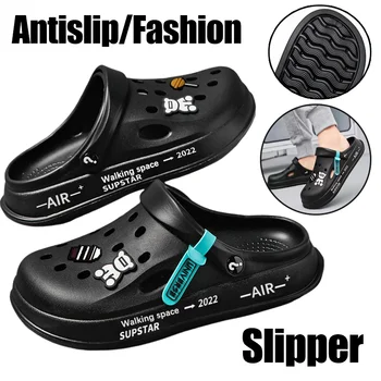 남성 여름 만화 트렌드 홀 슈즈, 커플 홀 샌들, 나막신 신발, 여성 학생 플랫폼 샌들