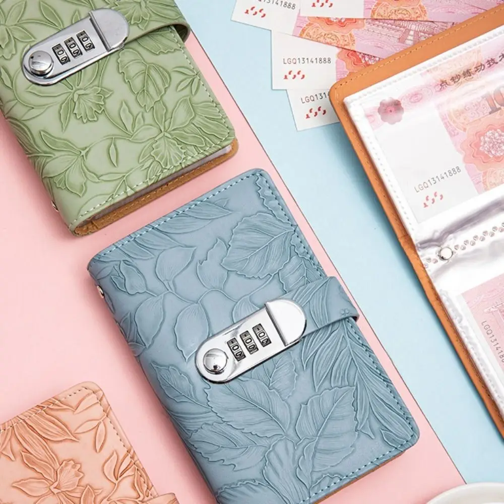 

With Password Lock 100 Envelopes Money Saving Challenge Embossed Flower Save Money Money Collection Book Portable Reusable