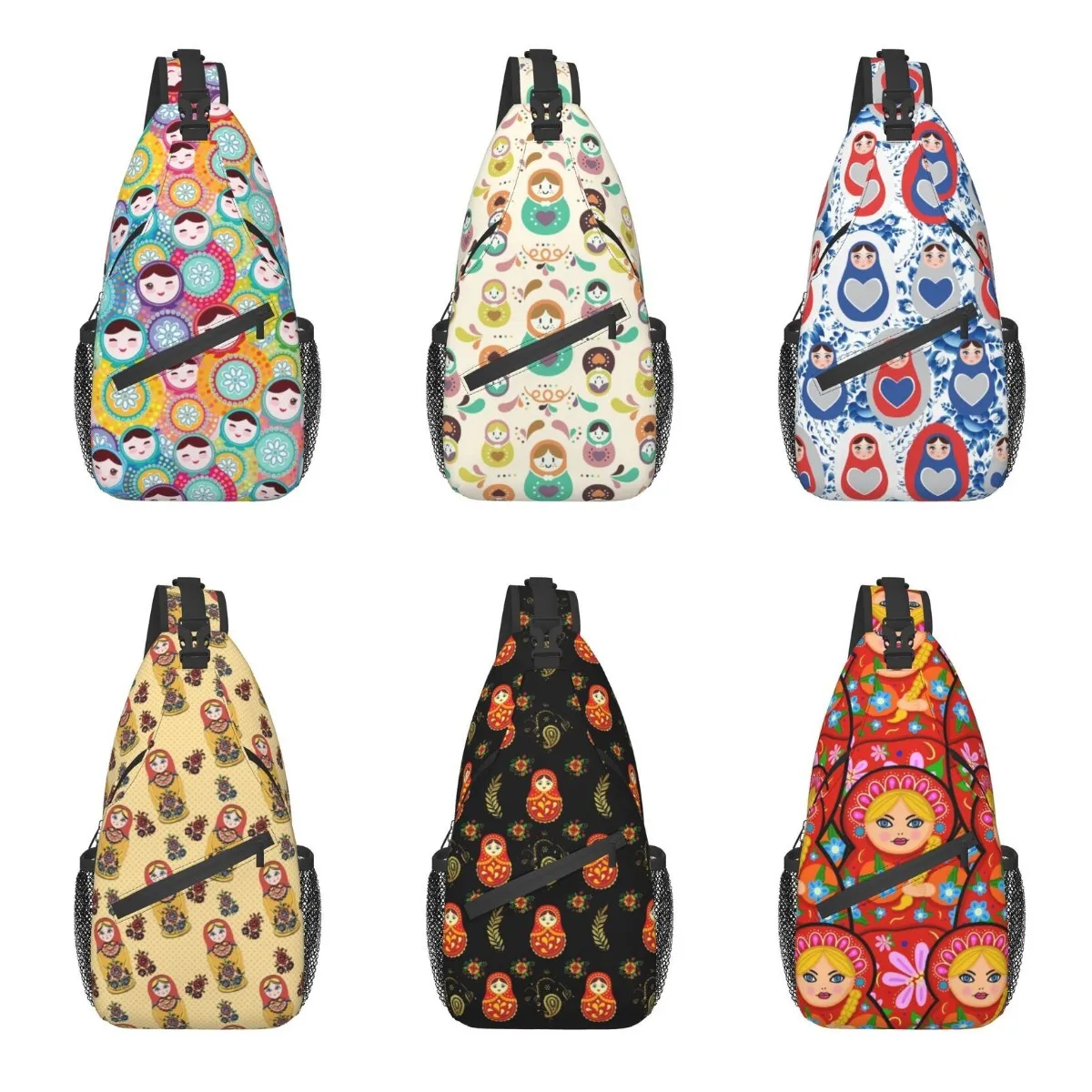 

Russian Dolls Matryoshka Sling Bag for Men Fashion Babushka Folk Art Shoulder Chest Crossbody Backpack Traveling Daypack